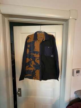 Jewel House Long Sleeve Button Up Shirt Blue Brown Black Men's Size 3X-Large